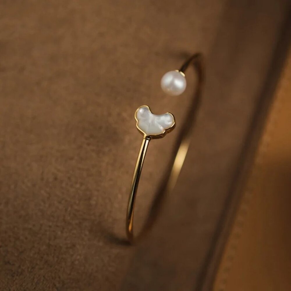 New Open Bangle Faux Pearl Adjustable Gift Box - Picture 3 of 5